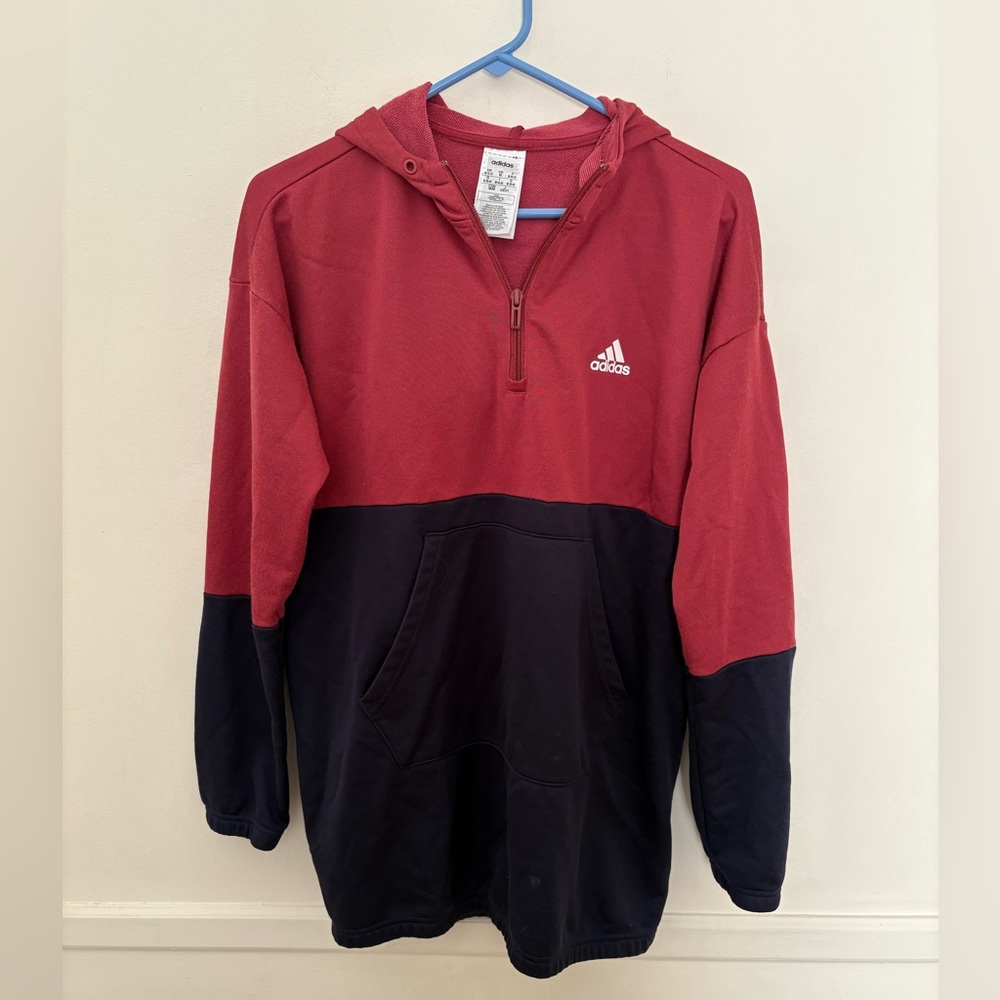Adidas Men’s 1/2 Zip Hoodie. Rust/Black-Sz Med